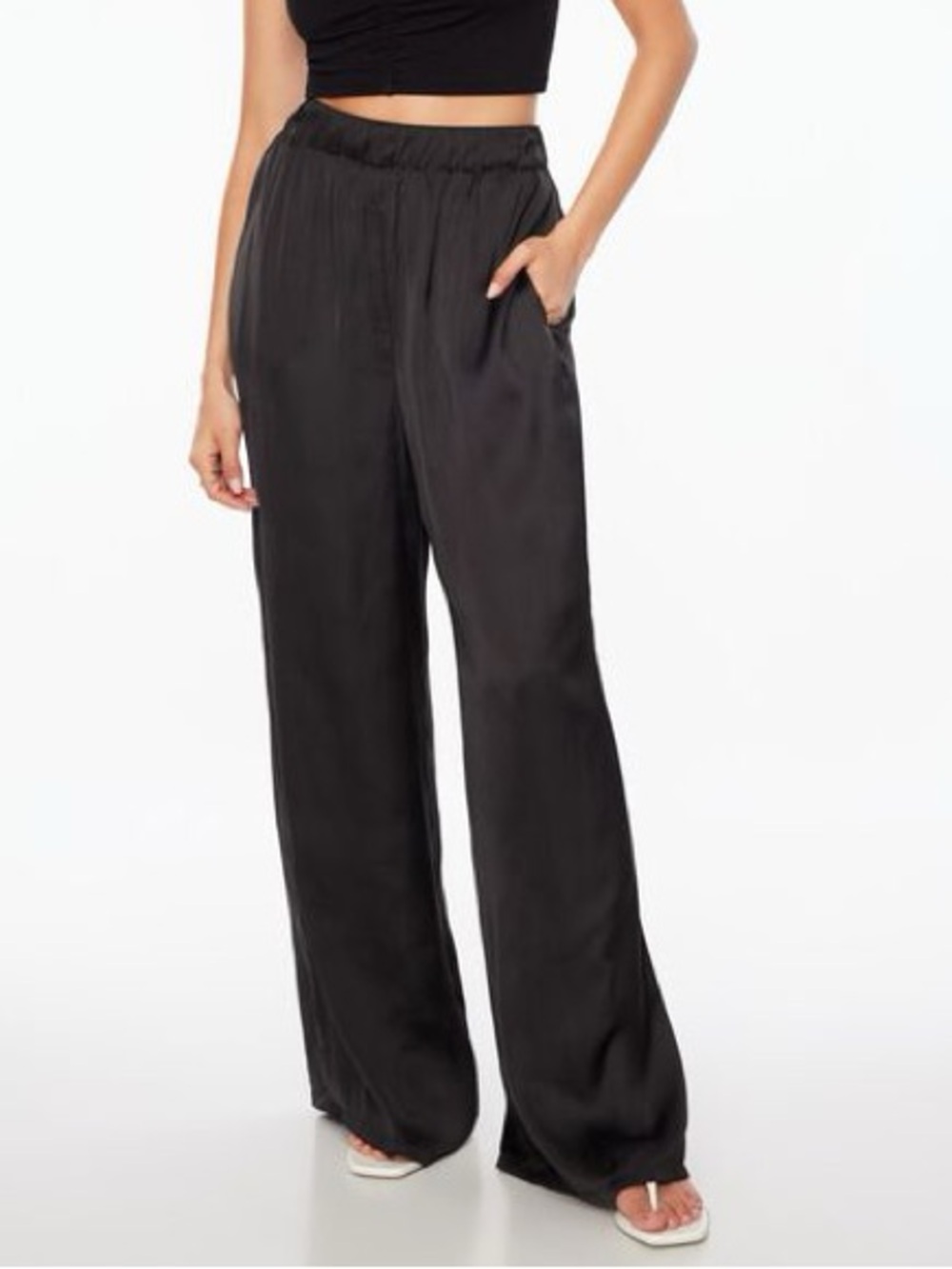 Dynamite Wide-Leg Flowy Satin Pants